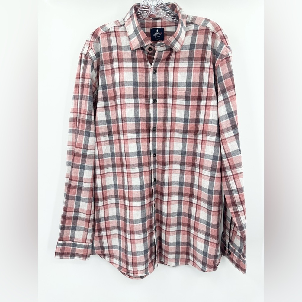 Johnnie-O Men's‎ Top Shirt Auburn Flannel Button Up Shirt Size XL Red/Gray